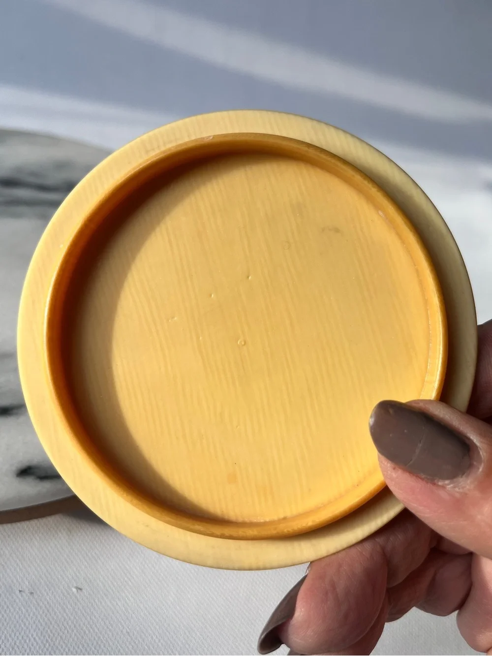 English Vanity Footed Celluloid Powder Box Jar Vintage 1920's